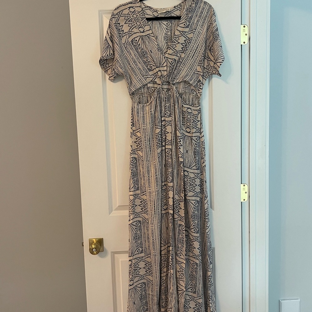 Patterned Maxi Dress with cut outs